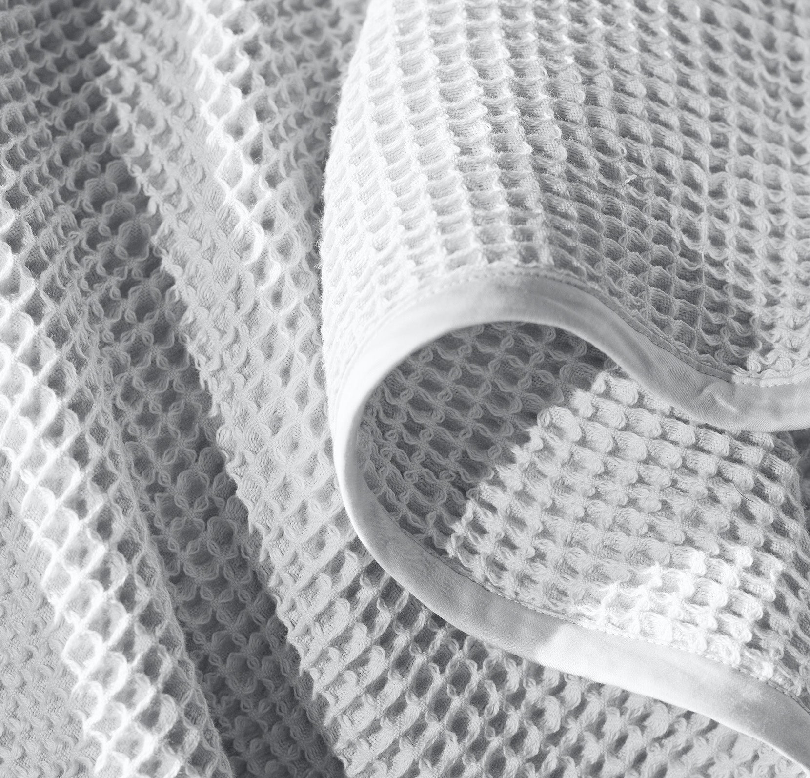 Close up detail of Waffle Bed Blanket in Sky