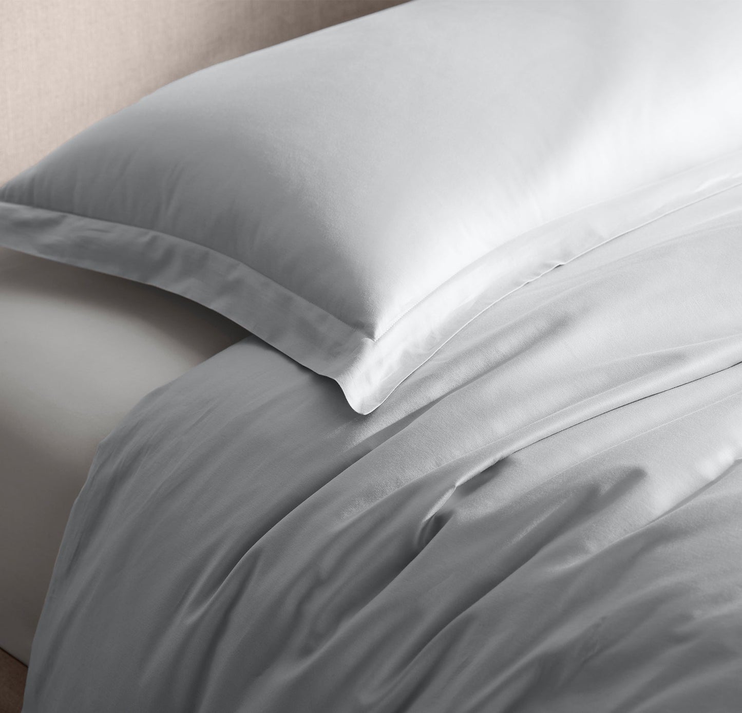 Detail of Hemmed Duvet Set in Sky