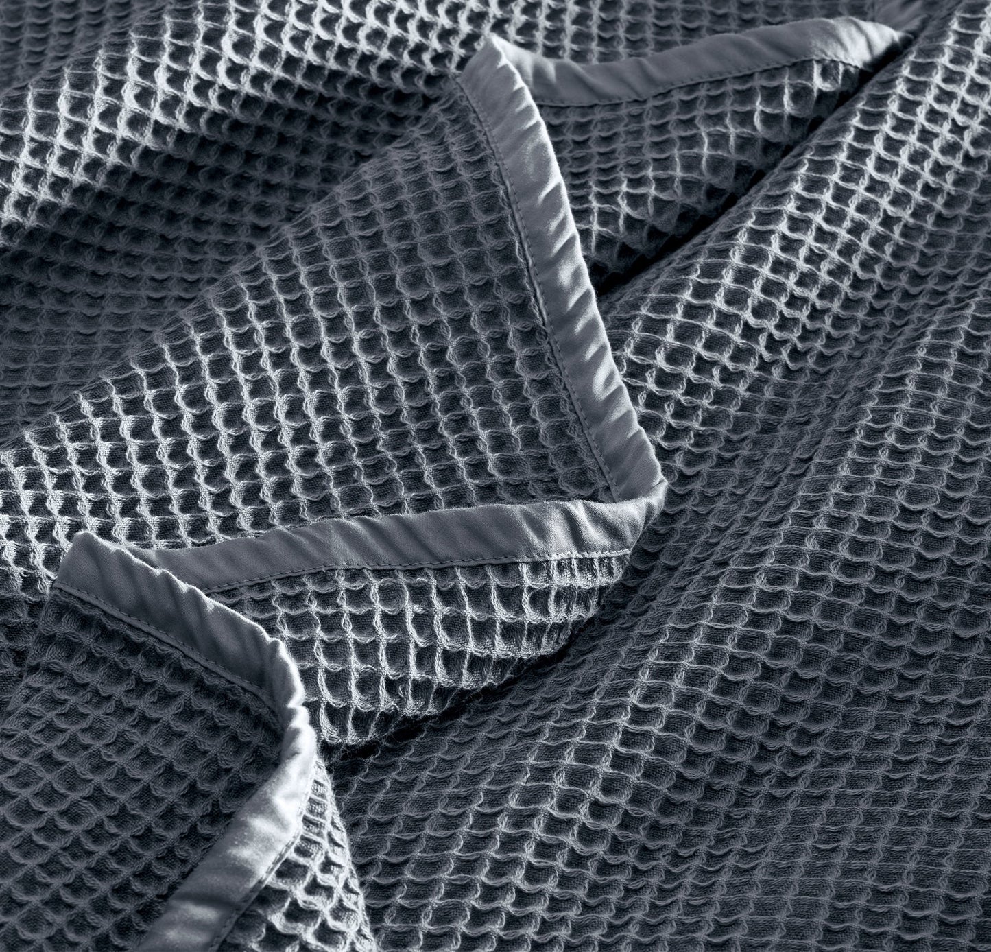 Close up detail of Waffle Bed Blanket in Mineral