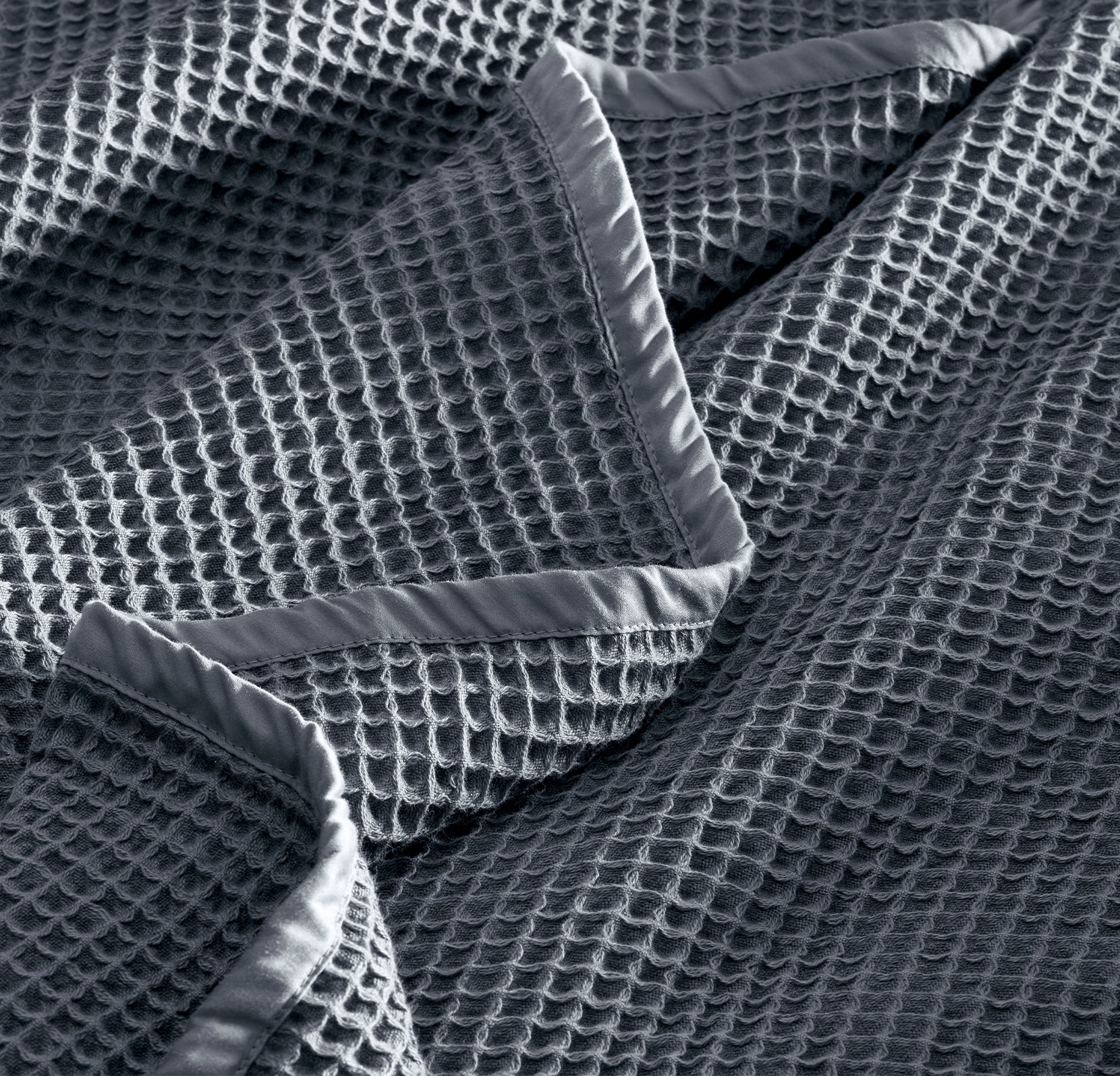 Close up detail of Waffle Bed Blanket in Mineral